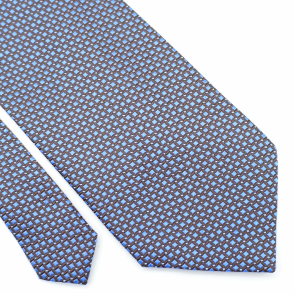 Pierre Cardin Blue Black Geometric Woven Silk Tie